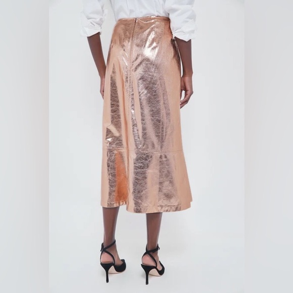Tuckernuck x India Hicks London Skirt Size 4 NWT Gold Metallic Foil A-Line Midi - Picture 5 of 13